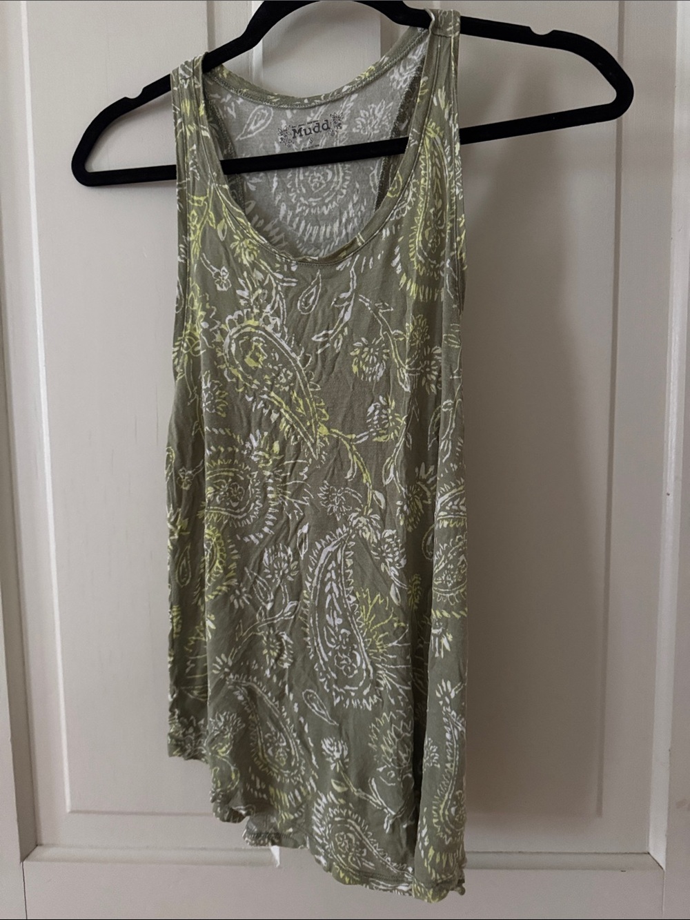 Mudd Olive and White Paisley Tank